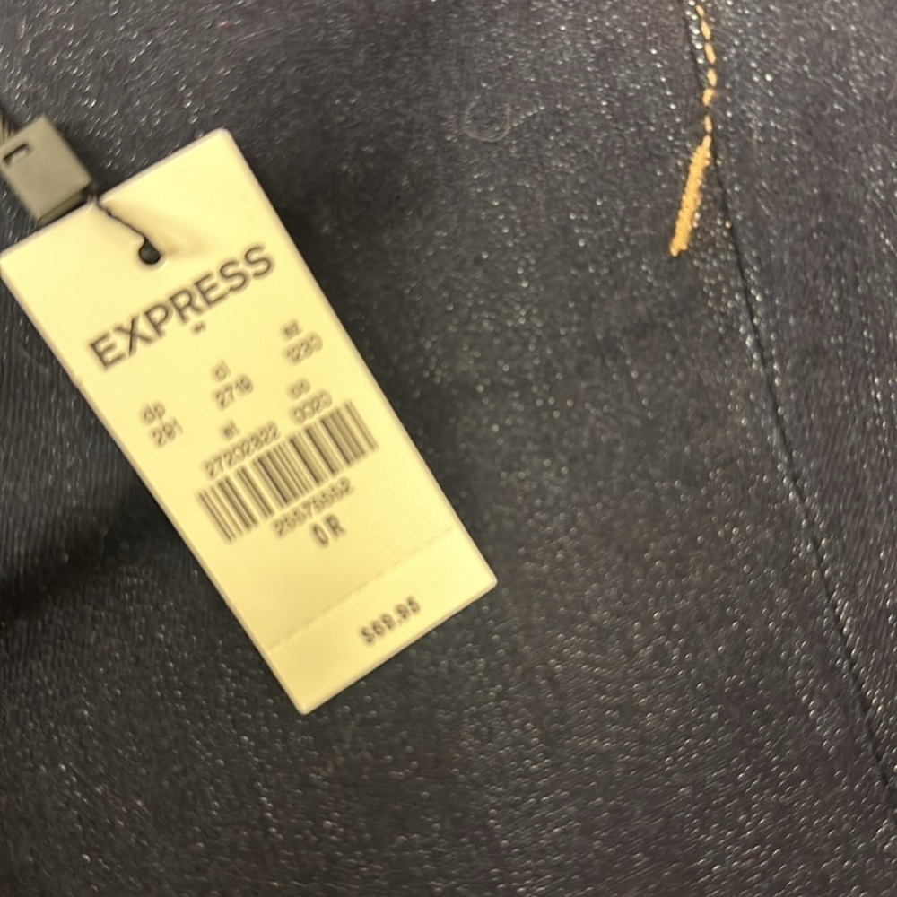 488.  NWT express skinny mid rise dark blue size 0 regular - Picture 2 of 8